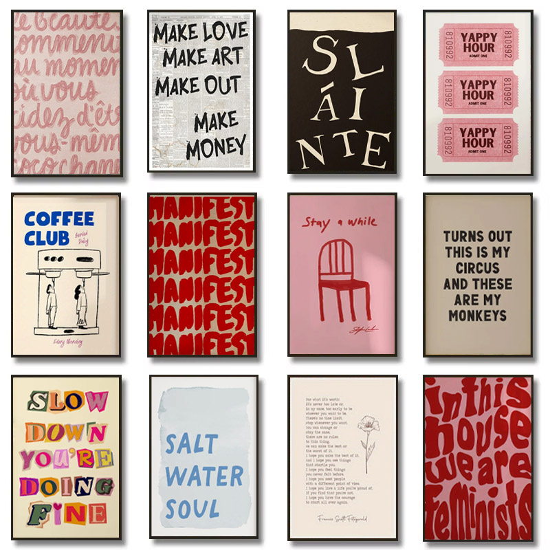 Resin Art Wall Decor - Simple Trendy Text Printing Poster, Simple