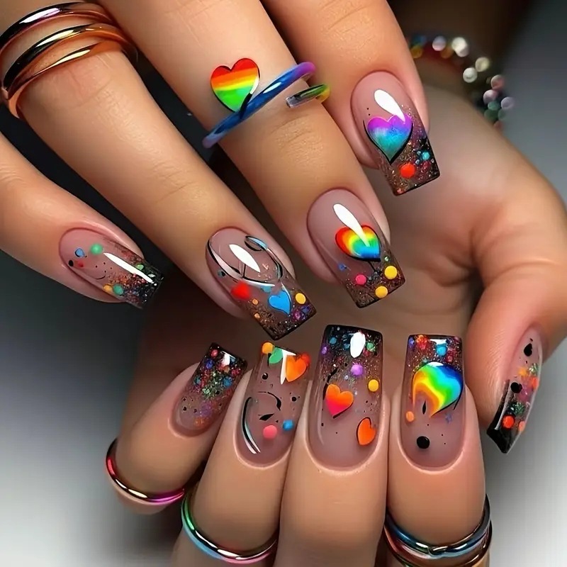Resin Art Glitter - 24PCS Nude Press on Nails Short