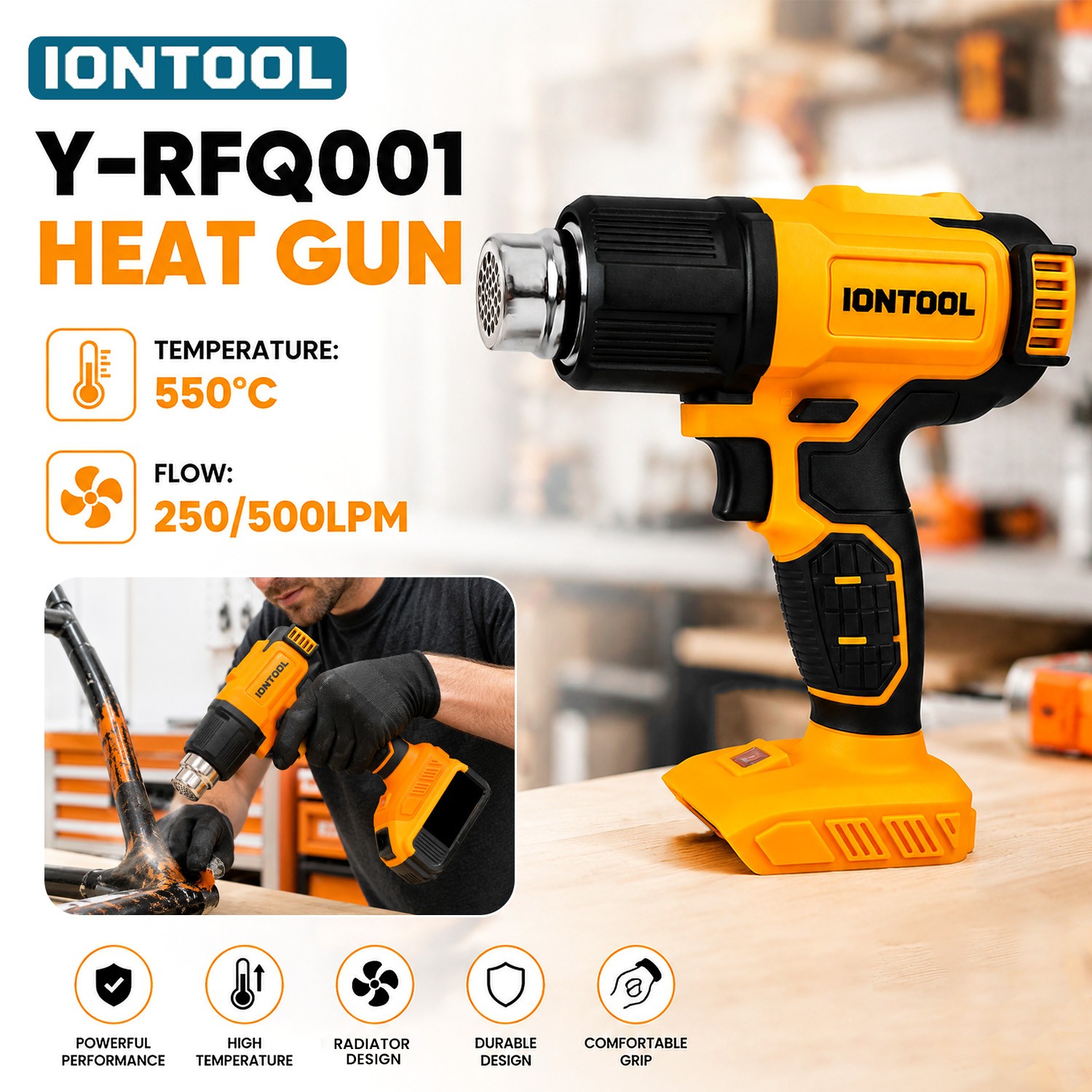 Resin Art Heat Gun - IONTOOL Brushless Cordless Heat Gun 250L/min