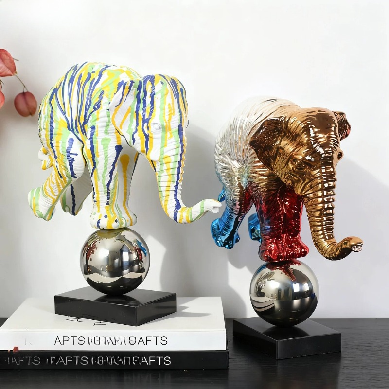 Resin Art Gift For Birthday - Colorful Graffiti Elephant Statue Resin Animal