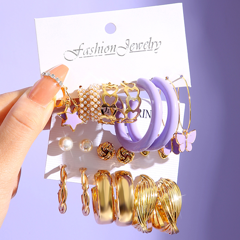 Resin Art Ring - Colorful Resin Butterfly Earrings Set Pearl