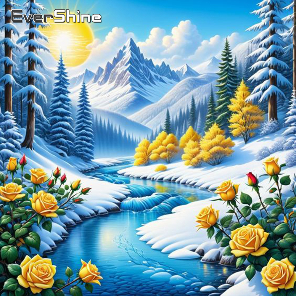 Resin Art On Wall - Evershine River Diamond Painting Landscape New