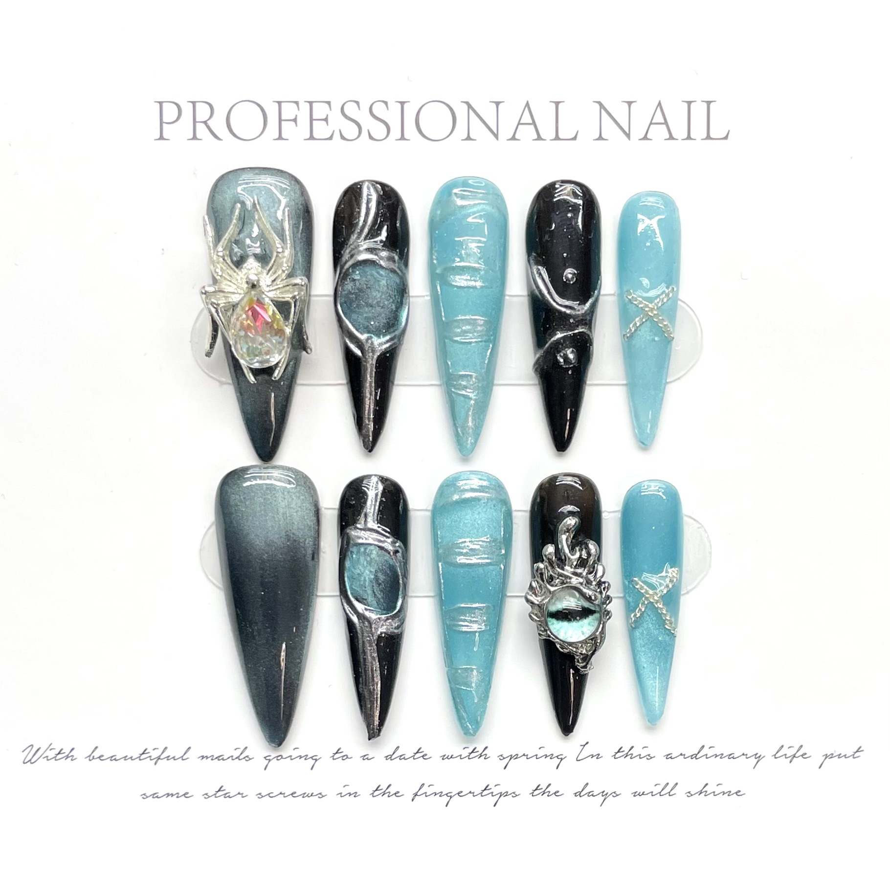 Handmade Press on Nails 3D Spi - огляд і ціна Resin Art Glitter