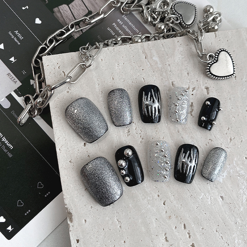 10Pcs Short Square Press On Na - огляд і ціна Resin Art Glitter