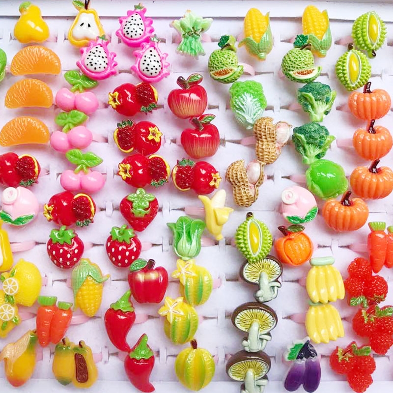 10pcs/Lot Cute Children's Cart - огляд і ціна Resin Art Ring