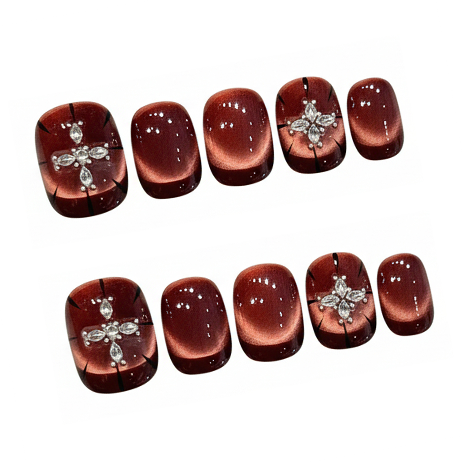 10pcs Wine-red Cat's Eye Press - огляд і ціна Resin Art Glitter