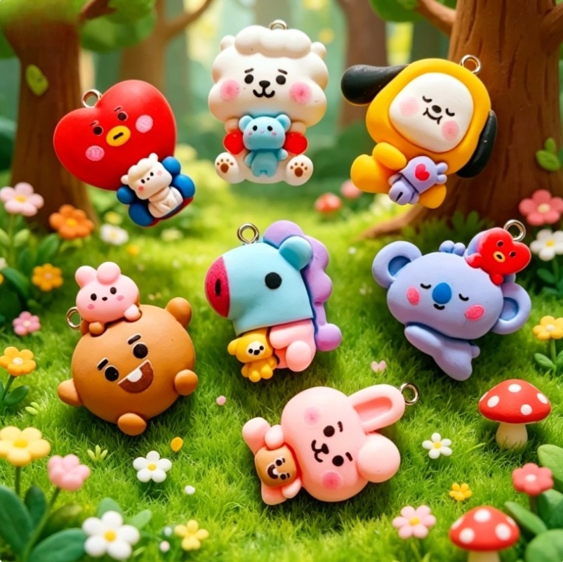 7pcs BT21 Resin Cartoon Charm  - огляд і ціна Resin Art Products