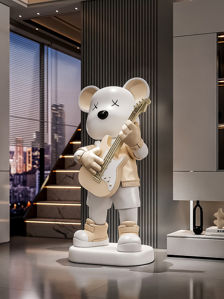 Guitar Love Bear Statue Piggy  - огляд і ціна Resin Art Gift For Birthday