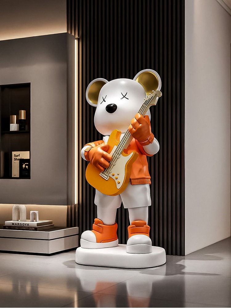 Guitar Love Bear Statue Piggy  - огляд і ціна Resin Art Gift For Birthday