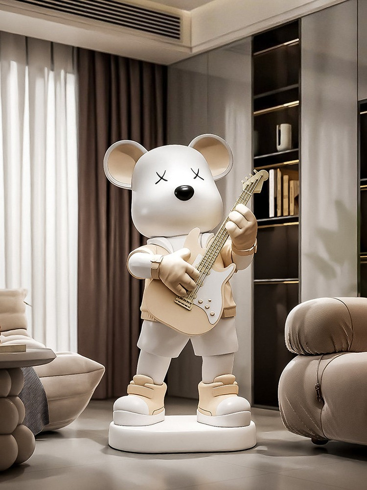 Guitar Love Bear Statue Piggy  - огляд і ціна Resin Art Gift For Birthday