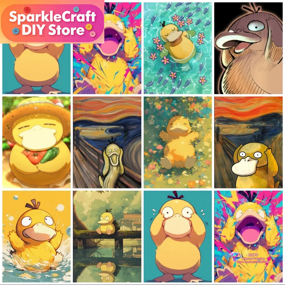1pc frameless Psyduck Cartoon  - огляд і ціна Resin Art Wall Decor