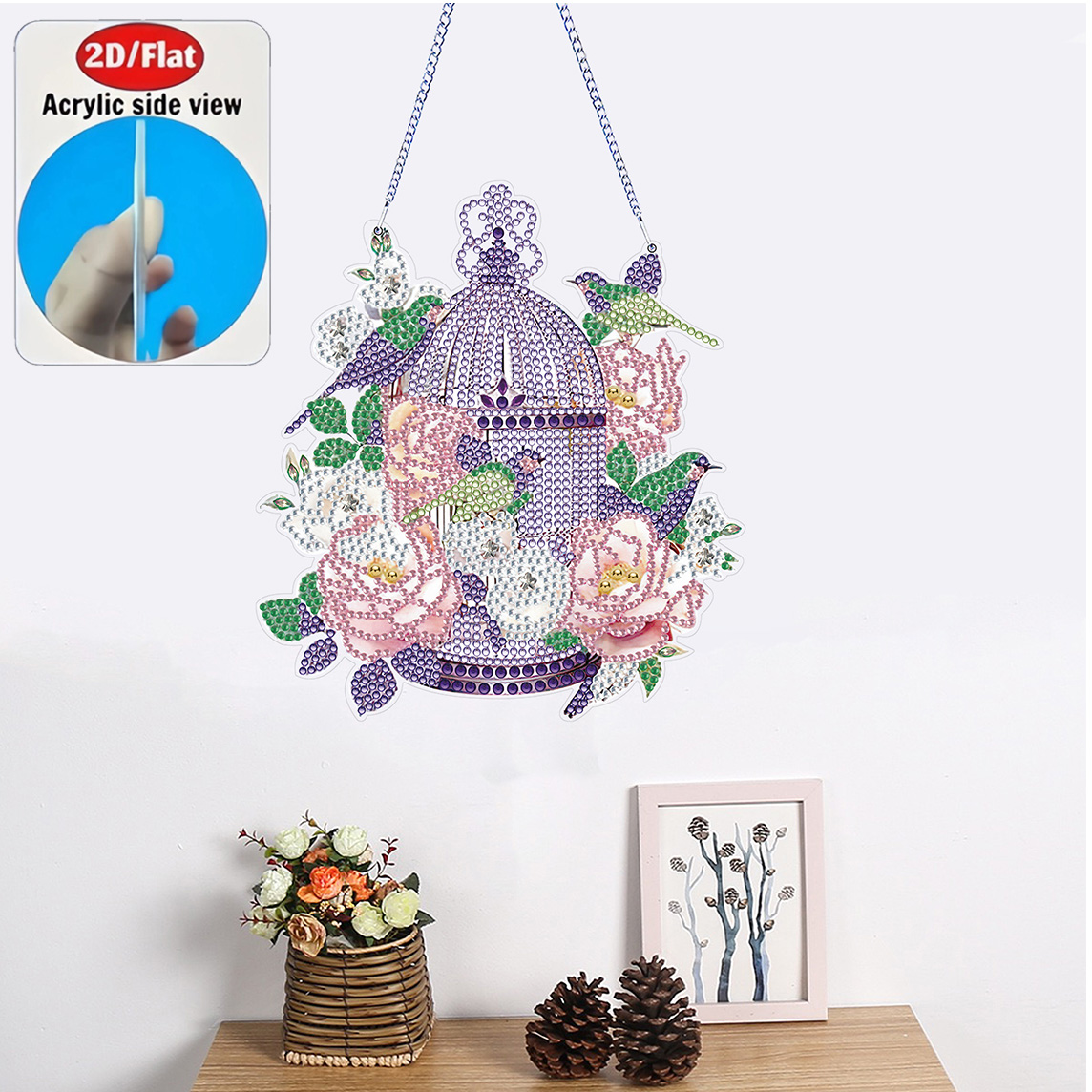 2D Flat Rose Birdcage Acrylic  - огляд і ціна Resin Art Gift For Birthday